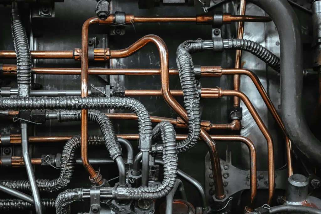 Copper pipes and insulated pipework
