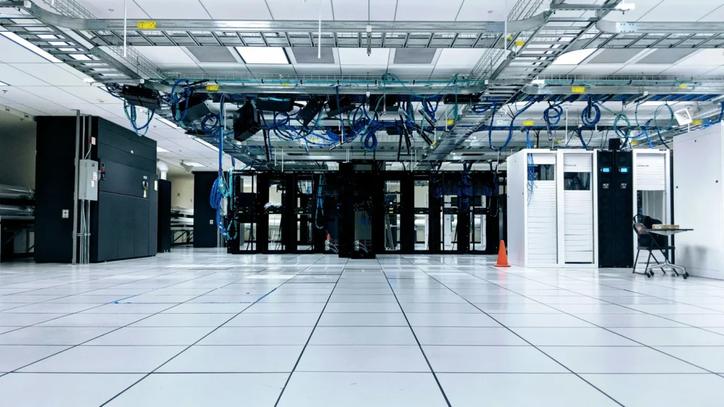 Data centre with overhead cabling