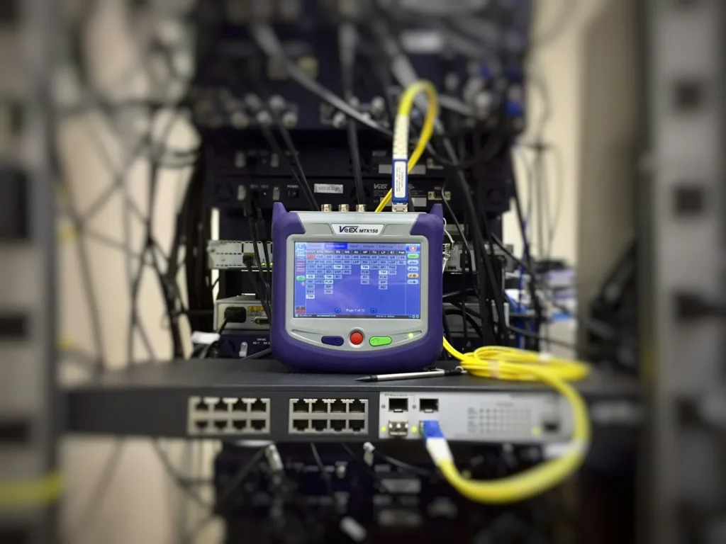 Electronic testing equipment on a workbench