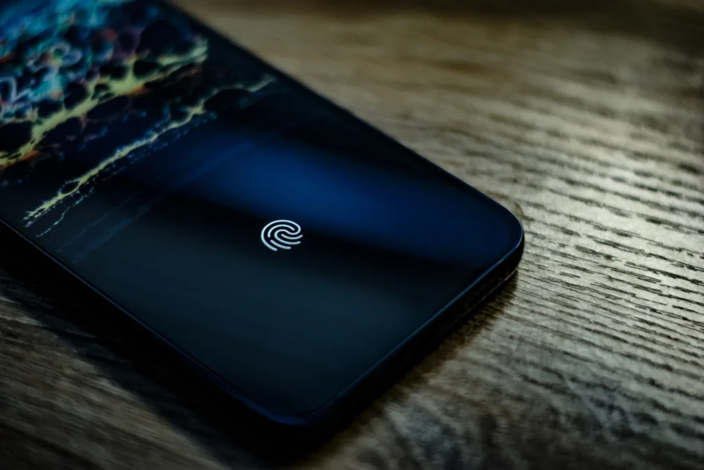 Fingerprint symbol on a smartphone